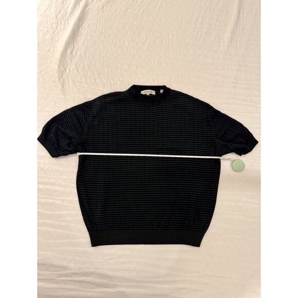 Pronto Uomo Black Knit Striped T-Shirt Men’s XL Elevated Basics Quiet Luxury 90s - Picture 7 of 11